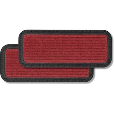 Astra Deurmat voor binnen en buiten, 25 x 60 cm, rode lijnen, antislip, vuilafstotend, duurzaam, outdoor, 2 stuks Astra Deurmat voor binnen en buiten, 25 x 60 cm, rode lijnen, antislip, vuilafstotend, duurzaam, outdoor, 2 stuks