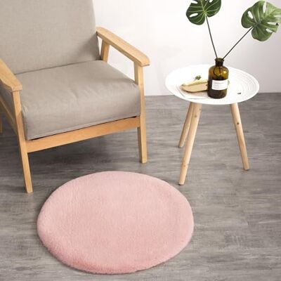 Teppich Wölkchen Pluizig vloerkleed van imitatiebont, imitatie Woonkamer Decoratie Wasbaar bontdeken als bedmat, stoelkussen roze, 45 cm rond Teppich Wölkchen Pluizig vloerkleed van imitatiebont, imitatie Woonkamer Decoratie Wasbaar bontdeken als bedmat, stoelkussen roze, 45 cm rond