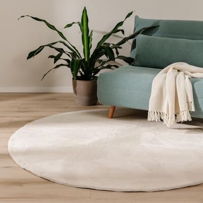 benuta Basic Vloerkleed voor woonkamer, imitatiebont, beige, rond, 120 cm, voor slaapkamer, kantoor, hal, baby, zacht, antislip, wasbaar, vloerverwarming benuta Basic Vloerkleed voor woonkamer, imitatiebont, beige, rond, 120 cm, voor slaapkamer, kantoor, hal, baby, zacht, antislip, wasbaar, vloerverwarming