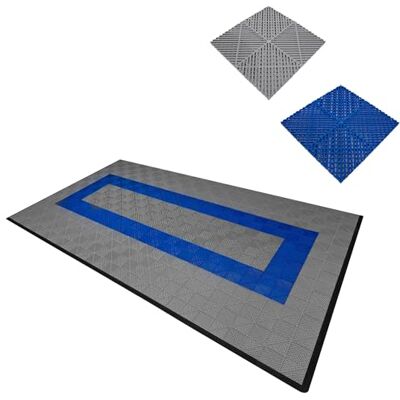 Monster Cable Modulaire geventileerde vloertegels in elkaar grijpend & randen 90 grijs & 30 blauw garage unieke dubbele vloermat showroom zeer robuust polypropyleen antislip waterdicht drainage 3,2 x 6 m 19,2 m² Monster Cable Modulaire geventileerde vloertegels in elkaar grijpend & randen 90 grijs & 30 blauw garage unieke dubbele vloermat showroom zeer robuust polypropyleen antislip waterdicht drainage 3,2 x 6 m 19,2 m²