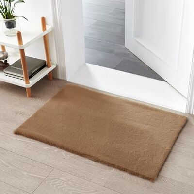 Teppich Wölkchen Zacht tapijt van imitatiebont, konijnenbont, kort haar, hoogpolig tapijt voor woonkamer of slaapkamer, bedtapijt, bruin, 60 x 90 cm Teppich Wölkchen Zacht tapijt van imitatiebont, konijnenbont, kort haar, hoogpolig tapijt voor woonkamer of slaapkamer, bedtapijt, bruin, 60 x 90 cm