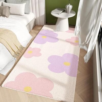 ART Pluizig vloerkleed voor kinderen, jongens en meisjes, 40 x 160 cm, wasbaar, antislip, extra zacht, schattig bloemenpatroon voor kinderkamer, babykamer, slaapkamer (roze ART Pluizig vloerkleed voor kinderen, jongens en meisjes, 40 x 160 cm, wasbaar, antislip, extra zacht, schattig bloemenpatroon voor kinderkamer, babykamer, slaapkamer (roze