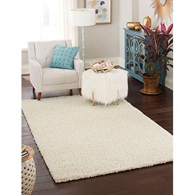 Unique Solo Solid Shaggy Collection Modern tapijt van weelderig en zacht pluche (rechthoekig 1,2 x 1,8 m, ivoor) Unique Solo Solid Shaggy Collection Modern tapijt van weelderig en zacht pluche (rechthoekig 1,2 x 1,8 m, ivoor)