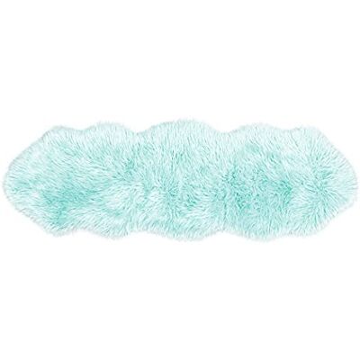 Teppich Wölkchen mat van kunstbont, imitatie lam- en schapenvacht, pluizig, voor slaapkamer, woonkamer, crèche, kleed voor stoeldecoratie, mintgroen, 55 x 160 cm Teppich Wölkchen mat van kunstbont, imitatie lam- en schapenvacht, pluizig, voor slaapkamer, woonkamer, crèche, kleed voor stoeldecoratie, mintgroen, 55 x 160 cm