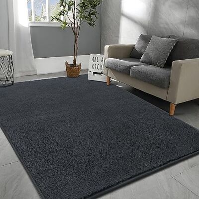 Rururug Modern dikpolig tapijt voor slaapkamer Machinewasbaar Antislip 120 x 170 cm Grijs Rururug Modern dikpolig tapijt voor slaapkamer Machinewasbaar Antislip 120 x 170 cm Grijs