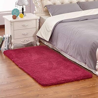YAOTT Pluizig en superzacht tapijt voor slaapkamer, kinderkamer, shaggy, antislip, interieurdecoratie, modern, langpolig, rood, bordeaux, 40 x 60 cm YAOTT Pluizig en superzacht tapijt voor slaapkamer, kinderkamer, shaggy, antislip, interieurdecoratie, modern, langpolig, rood, bordeaux, 40 x 60 cm