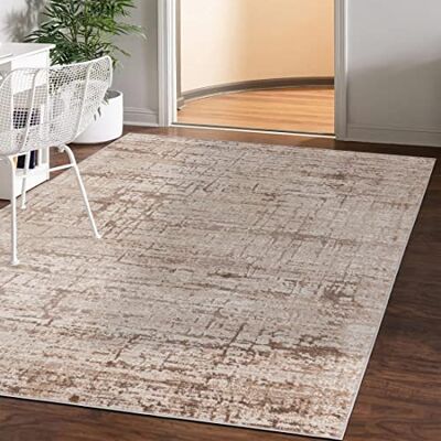 Mazovia Modern vloerkleed voor de woonkamer, groot formaat tapijt voor slaapkamer, volwassenen, modern, laagpolig tapijt voor slaapkamer en woonkamer, rug vintage abstract patroon, 140 x 200 cm, beige Mazovia Modern vloerkleed voor de woonkamer, groot formaat tapijt voor slaapkamer, volwassenen, modern, laagpolig tapijt voor slaapkamer en woonkamer, rug vintage abstract patroon, 140 x 200 cm, beige