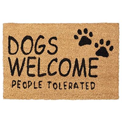 Relaxdays Dogs Welcome Kokosdeurmat, 60 x 40 cm, met rubber, duurzaam, voor binnen en buiten, natuurlijk Relaxdays Dogs Welcome Kokosdeurmat, 60 x 40 cm, met rubber, duurzaam, voor binnen en buiten, natuurlijk