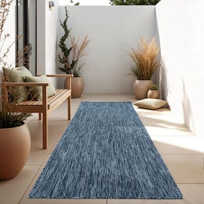 Paco Home Tapijt voor binnen en buiten, balkon, terras, keukentapijt, effen, gespikkeld, afmetingen: 80 x 250 cm, kleur: blauw Paco Home Tapijt voor binnen en buiten, balkon, terras, keukentapijt, effen, gespikkeld, afmetingen: 80 x 250 cm, kleur: blauw