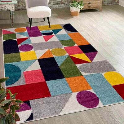 Mazovia Vloerkleed voor woonkamer, 120 x 170 cm, crème, geometrisch, zacht Tapijt voor slaapkamer, kantoor, eetkamer, onderhoudsvriendelijk, wasmiddelbestendig, weerbestendig, korte pool Mazovia Vloerkleed voor woonkamer, 120 x 170 cm, crème, geometrisch, zacht Tapijt voor slaapkamer, kantoor, eetkamer, onderhoudsvriendelijk, wasmiddelbestendig, weerbestendig, korte pool