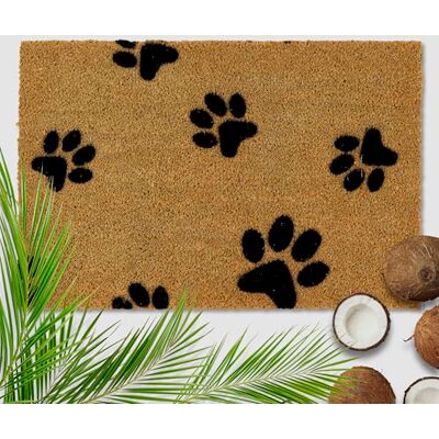 Astra Deurmat voor buiten, pootafdrukken, kokosmat, 40 x 60 cm, natuur, 16 mm, voor binnen en buiten, antislip, zeer duurzaam Astra Deurmat voor buiten, pootafdrukken, kokosmat, 40 x 60 cm, natuur, 16 mm, voor binnen en buiten, antislip, zeer duurzaam