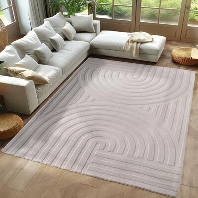 Carpetsale24 Vloerkleed boho 240 x 340 cm crème Scandinavisch zacht laagpolig tapijt met 3D-effect, wasbaar en onderhoudsvriendelijk, XXL tapijt voor woonkamer, eetkamer of ruime woonruimtes Carpetsale24 Vloerkleed boho 240 x 340 cm crème Scandinavisch zacht laagpolig tapijt met 3D-effect, wasbaar en onderhoudsvriendelijk, XXL tapijt voor woonkamer, eetkamer of ruime woonruimtes