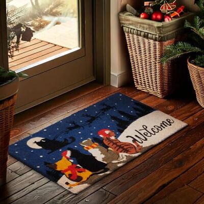 BRUBAKER Kerstdeurmat, Welcome katten in de sneeuw, deurmat voor binnen en buiten, 45 x 75 cm, kokosmat, antislip, weerbestendig en antislip, Kerstmis BRUBAKER Kerstdeurmat, Welcome katten in de sneeuw, deurmat voor binnen en buiten, 45 x 75 cm, kokosmat, antislip, weerbestendig en antislip, Kerstmis