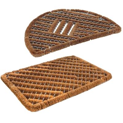 Astra Deurmat voor buiten van kokosvezel weerbestendige borstelmat duurzame halfronde deurmat + strepen 40 x 60 cm Astra Deurmat voor buiten van kokosvezel weerbestendige borstelmat duurzame halfronde deurmat + strepen 40 x 60 cm