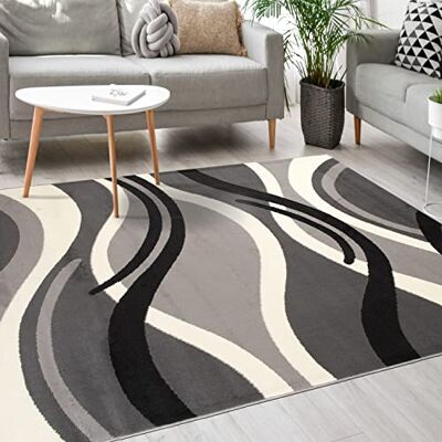 Mazovia Modern tapijt tapijt voor slaapkamer, woonkamer en eetkamer robuust tapijt met zacht laagpolig woonkamertapijt Oeko-Tex collectie ATENA grijs 120 x 170 cm Mazovia Modern tapijt tapijt voor slaapkamer, woonkamer en eetkamer robuust tapijt met zacht laagpolig woonkamertapijt Oeko-Tex collectie ATENA grijs 120 x 170 cm