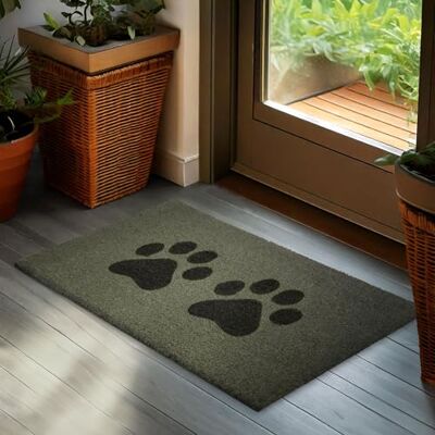 BRUBAKER Deurmat voor binnen en buiten, poten, 45 x 75 cm, 100% kokosmat, waterdicht en antislip, voor de ingang, mat voor honden- en katteneigenaren, grijs BRUBAKER Deurmat voor binnen en buiten, poten, 45 x 75 cm, 100% kokosmat, waterdicht en antislip, voor de ingang, mat voor honden- en katteneigenaren, grijs