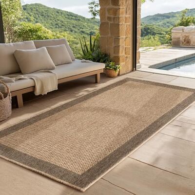 SIMPEX Vloerkleed voor buiten, hal, 80 x 150 cm, weerbestendig, onderhoudsvriendelijk, natuurlijke jute-look, design, rand voor ingang, keuken, terras, balkon SIMPEX Vloerkleed voor buiten, hal, 80 x 150 cm, weerbestendig, onderhoudsvriendelijk, natuurlijke jute-look, design, rand voor ingang, keuken, terras, balkon