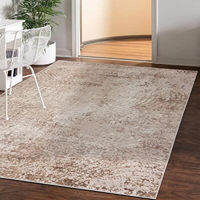 Mazovia Modern vloerkleed voor de woonkamer, groot formaat tapijt voor slaapkamer, volwassenen, modern, laagpolig tapijt voor slaapkamer en woonkamer, rug vintage abstract patroon, 200 x 300 cm, beige Mazovia Modern vloerkleed voor de woonkamer, groot formaat tapijt voor slaapkamer, volwassenen, modern, laagpolig tapijt voor slaapkamer en woonkamer, rug vintage abstract patroon, 200 x 300 cm, beige