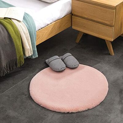 Teppich Wölkchen Pluizig vloerkleed van imitatiebont, imitatie Woonkamer Decoratie Wasbaar bontdeken als bedmat, stoelkussen roze, 60 cm rond Teppich Wölkchen Pluizig vloerkleed van imitatiebont, imitatie Woonkamer Decoratie Wasbaar bontdeken als bedmat, stoelkussen roze, 60 cm rond