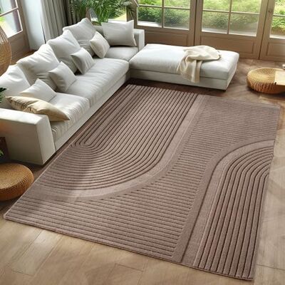 Carpetsale24 Scandinavisch tapijt, effen, beige, 120 x 170 cm, decoratief zacht en wasbaar tapijt met 3D-effect, onderhoudsvriendelijk voor woonkamer en slaapkamer Carpetsale24 Scandinavisch tapijt, effen, beige, 120 x 170 cm, decoratief zacht en wasbaar tapijt met 3D-effect, onderhoudsvriendelijk voor woonkamer en slaapkamer