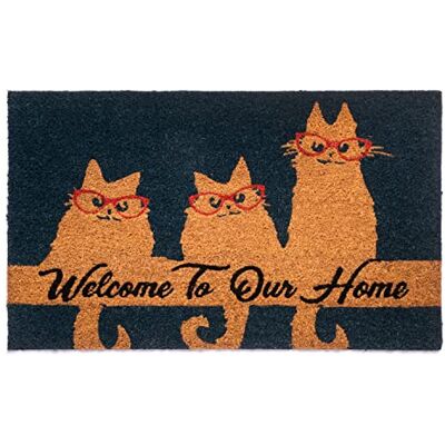 Notrax Welcome Cats Deurmat van natuurlijke kokosvezel met vinyl achterkant, voor binnen of buiten, 45,7 x 76,2 cm, C12 (C12S1830CW) Notrax Welcome Cats Deurmat van natuurlijke kokosvezel met vinyl achterkant, voor binnen of buiten, 45,7 x 76,2 cm, C12 (C12S1830CW)