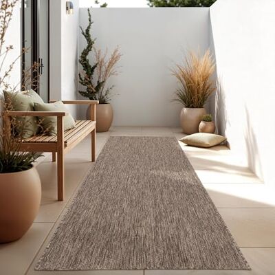 Paco Home Tapijt voor binnen en buiten, balkon, terras, keukentapijt, effen, gespikkeld, afmetingen: 80 x 250 cm, kleur: taupe Paco Home Tapijt voor binnen en buiten, balkon, terras, keukentapijt, effen, gespikkeld, afmetingen: 80 x 250 cm, kleur: taupe