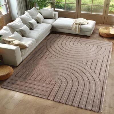 Carpetsale24 Boho tapijt, 160 x 230 cm, beige, zacht Scandinavisch laagpolig tapijt met 3D-effect, wasbaar en onderhoudsvriendelijk, modern tapijt voor woonkamer, eetkamer of slaapkamer Carpetsale24 Boho tapijt, 160 x 230 cm, beige, zacht Scandinavisch laagpolig tapijt met 3D-effect, wasbaar en onderhoudsvriendelijk, modern tapijt voor woonkamer, eetkamer of slaapkamer