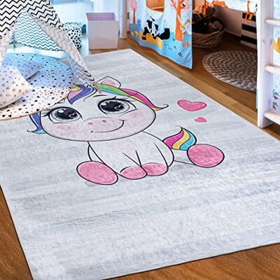 Mazovia Tapijt voor kinderkamer wasbaar tapijt met laagpolige print zacht tapijt voor slaapkamer antislip tapijt EMMA kindertapijt met dierenmotief roze roze grijs 160 x 230 cm Mazovia Tapijt voor kinderkamer wasbaar tapijt met laagpolige print zacht tapijt voor slaapkamer antislip tapijt EMMA kindertapijt met dierenmotief roze roze grijs 160 x 230 cm