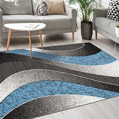 Mazovia Modern tapijt, tapijt voor slaapkamer, woonkamer en eetkamer, robuust, zacht, laagpolig, Oeko-Tex woonkamertapijt, ATENA-collectie, grijs/blauw, 180 x 250 cm Mazovia Modern tapijt, tapijt voor slaapkamer, woonkamer en eetkamer, robuust, zacht, laagpolig, Oeko-Tex woonkamertapijt, ATENA-collectie, grijs/blauw, 180 x 250 cm