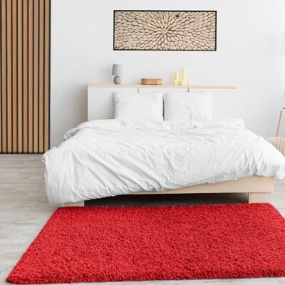 VIMODA Prime Shaggy, tapijt, kleur: hoogpolig, modern, voor woonkamer, slaapkamer, afmetingen: 150 cm, vierkant, rood, Ø 160 cm rond VIMODA Prime Shaggy, tapijt, kleur: hoogpolig, modern, voor woonkamer, slaapkamer, afmetingen: 150 cm, vierkant, rood, Ø 160 cm rond