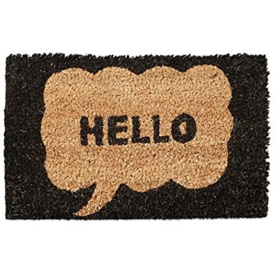 Relaxdays Mini deurmat voor kinderen met HELLO patronen, entreemat voor kleine kokosvezels, vloermat voor kinderkamer, antislip, rubber, 1,5 x 40 x 25 cm, hello motief Relaxdays Mini deurmat voor kinderen met HELLO patronen, entreemat voor kleine kokosvezels, vloermat voor kinderkamer, antislip, rubber, 1,5 x 40 x 25 cm, hello motief
