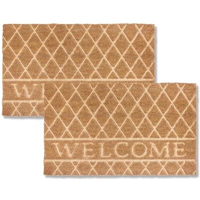 Astra Deurmat, set van 2, moderne kokosvezel, antislip, vuilafstotend, 45 x 75 cm, Welcome Naturel, voor binnen en buiten, bedekt Astra Deurmat, set van 2, moderne kokosvezel, antislip, vuilafstotend, 45 x 75 cm, Welcome Naturel, voor binnen en buiten, bedekt