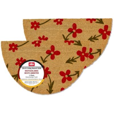 Astra Set van 2 kokosmatten voor binnen en buiten bloemen Antislip deurmat voor binnen en buiten, weerbestendig, kokosvezel Astra Set van 2 kokosmatten voor binnen en buiten bloemen Antislip deurmat voor binnen en buiten, weerbestendig, kokosvezel