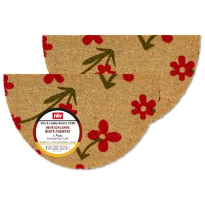 Astra Set van 2 kokosmatten voor binnen en buiten bloemen Antislip deurmat voor binnen en buiten, weerbestendig, kokosvezel Astra Set van 2 kokosmatten voor binnen en buiten bloemen Antislip deurmat voor binnen en buiten, weerbestendig, kokosvezel