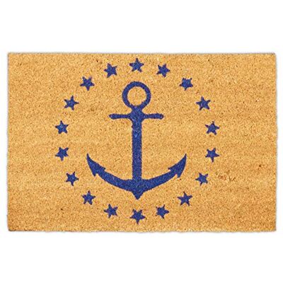 Relaxdays Kokosdeurmat, antislip, anker en sterren, 40 x 60 cm, deurmat voor binnen en buiten, natuur/blauw Relaxdays Kokosdeurmat, antislip, anker en sterren, 40 x 60 cm, deurmat voor binnen en buiten, natuur/blauw