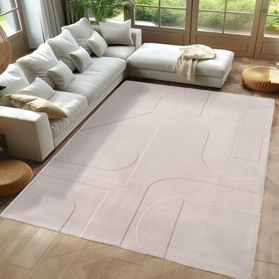 Carpetsale24 Scandinavisch tapijt, boho, crème, effen, 160 x 230 cm, decoratief tapijt, onderhoudsvriendelijk, zacht, wasbaar, 3D-effect, groot tapijt voor woonkamer, slaapkamer Carpetsale24 Scandinavisch tapijt, boho, crème, effen, 160 x 230 cm, decoratief tapijt, onderhoudsvriendelijk, zacht, wasbaar, 3D-effect, groot tapijt voor woonkamer, slaapkamer