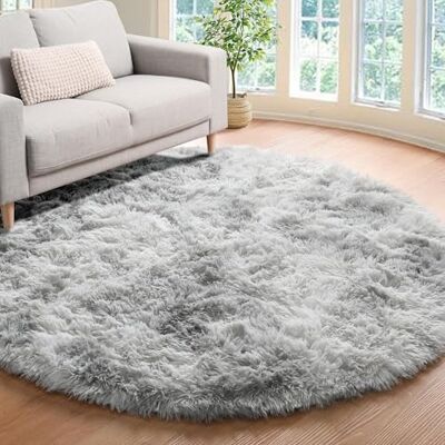 ROHATIM Rond pluchen tapijt voor slaapkamer, zacht tapijt voor woonkamer, moderne woonkamer, meisje, zacht en pluchen tapijt voor slaapkamer (lichtgrijs, diameter 150 cm, rond) ROHATIM Rond pluchen tapijt voor slaapkamer, zacht tapijt voor woonkamer, moderne woonkamer, meisje, zacht en pluchen tapijt voor slaapkamer (lichtgrijs, diameter 150 cm, rond)