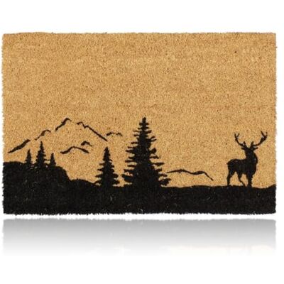 Relaxdays Deurmat van kokos, hert en bomen, antislip, voetwisser voor binnen en buiten, 40 x 60 cm, natuur Relaxdays Deurmat van kokos, hert en bomen, antislip, voetwisser voor binnen en buiten, 40 x 60 cm, natuur