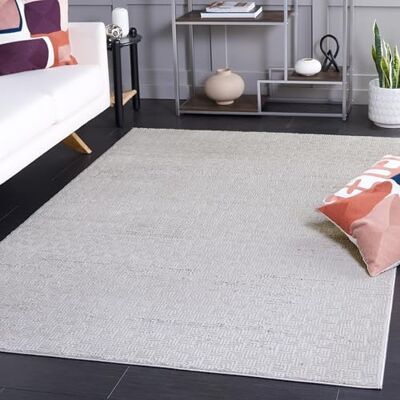 SAFAVIEH Modern tapijt voor woonkamer, eetkamer, slaapkamer, Hanna collectie, laagpolig, grijs, 91 x 152 cm SAFAVIEH Modern tapijt voor woonkamer, eetkamer, slaapkamer, Hanna collectie, laagpolig, grijs, 91 x 152 cm
