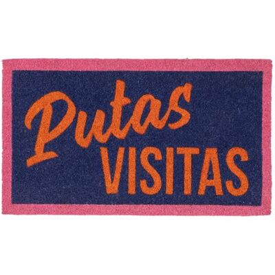 Fisura Deurmat voor de entree "P*tas visitas" van kokosvezel met antislip onderkant in pvc. Kleurrijk handbeschilderd binnentapijt origineel decoratie-idee met grappige boodschap. 70 x 40 cm Fisura Deurmat voor de entree "P*tas visitas" van kokosvezel met antislip onderkant in pvc. Kleurrijk handbeschilderd binnentapijt origineel decoratie-idee met grappige boodschap. 70 x 40 cm