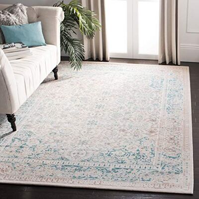 SAFAVIEH Rechthoekig tapijt voor binnen, Glam, Collectie Passion, Pas405, in turquoise/ivoor, 122 x 170 cm, voor woonkamer, slaapkamer of elke ander interieur van . SAFAVIEH Rechthoekig tapijt voor binnen, Glam, Collectie Passion, Pas405, in turquoise/ivoor, 122 x 170 cm, voor woonkamer, slaapkamer of elke ander interieur van .