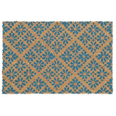 Relaxdays Kokosdeurmat, bloemendesign, deurmat voor binnen en buiten, rubber, 60 x 40 cm, blauw/natuur Relaxdays Kokosdeurmat, bloemendesign, deurmat voor binnen en buiten, rubber, 60 x 40 cm, blauw/natuur