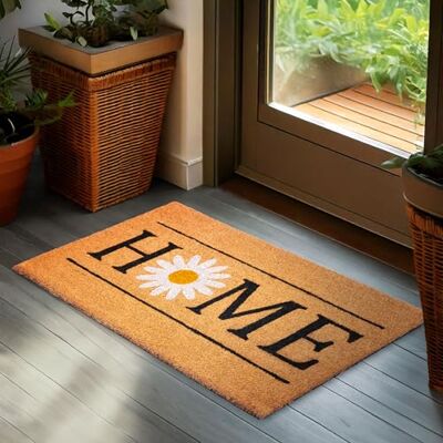 BRUBAKER Deurmat voor binnen en buiten, met madeliefjes, 45 x 75 cm, 100% kokosmat, waterdicht en antislip, voor deur, tuin en terras BRUBAKER Deurmat voor binnen en buiten, met madeliefjes, 45 x 75 cm, 100% kokosmat, waterdicht en antislip, voor deur, tuin en terras