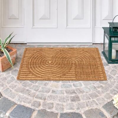 Astra Moderne deurmat van kokos voor voordeur, cirkelpatroon, 45 x 75 cm Coco Shape Deurmat voor binnen en buiten, natuurlijke kokosvezel, duurzaam, krabdesign Astra Moderne deurmat van kokos voor voordeur, cirkelpatroon, 45 x 75 cm Coco Shape Deurmat voor binnen en buiten, natuurlijke kokosvezel, duurzaam, krabdesign