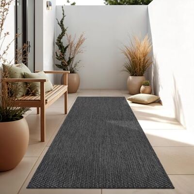 Paco Home Tapijt voor binnen en buiten, balkon, terras, keukentapijt, effen, gespikkeld, afmetingen: 80 x 250 cm, kleur: antraciet Paco Home Tapijt voor binnen en buiten, balkon, terras, keukentapijt, effen, gespikkeld, afmetingen: 80 x 250 cm, kleur: antraciet