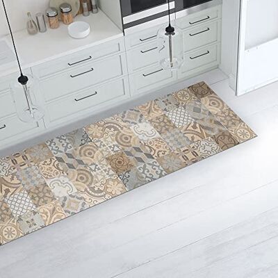 CREARREDA Keukentapijt 240 x 50 cm Cementine Ocra vinyl antislip en wasbaar, keukentapijt van vinyl, 100% Made in Italy, 83721 CREARREDA Keukentapijt 240 x 50 cm Cementine Ocra vinyl antislip en wasbaar, keukentapijt van vinyl, 100% Made in Italy, 83721