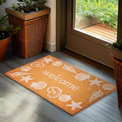 BRUBAKER Voetmat voor binnen en buiten, welcome, 45 x 75 cm, antislip, 100% kokosmat, weerbestendig en antislip, bruin BRUBAKER Voetmat voor binnen en buiten, welcome, 45 x 75 cm, antislip, 100% kokosmat, weerbestendig en antislip, bruin