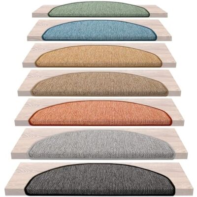 casa pura Traptapijt zelfklevend sisal oppervlak polypropyleen + katoen tapijt met rand, duurzaam Sabang terracotta (1 stuk, halve maan 23,5 x 65 cm) casa pura Traptapijt zelfklevend sisal oppervlak polypropyleen + katoen tapijt met rand, duurzaam Sabang terracotta (1 stuk, halve maan 23,5 x 65 cm)