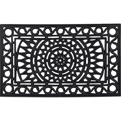 Relaxdays Voetmat, rubberen mat, antislipmat, 45 x 75 cm, rubberen mat, weerbestendig, voor binnen en buiten, decoratief zwart Relaxdays Voetmat, rubberen mat, antislipmat, 45 x 75 cm, rubberen mat, weerbestendig, voor binnen en buiten, decoratief zwart