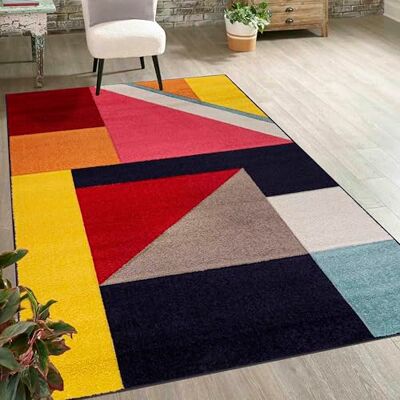 Mazovia Vloerkleed voor woonkamer, 140 x 200 cm, geometrisch, zacht Tapijt voor slaapkamer, kantoor, eetkamer, onderhoudsvriendelijk, bestand tegen reinigingsmiddelen, korte pool Mazovia Vloerkleed voor woonkamer, 140 x 200 cm, geometrisch, zacht Tapijt voor slaapkamer, kantoor, eetkamer, onderhoudsvriendelijk, bestand tegen reinigingsmiddelen, korte pool